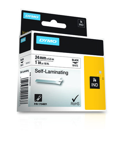 DYMO Schriftband – 24 mm × 5,5 m, weiss, schwarz, Rhino