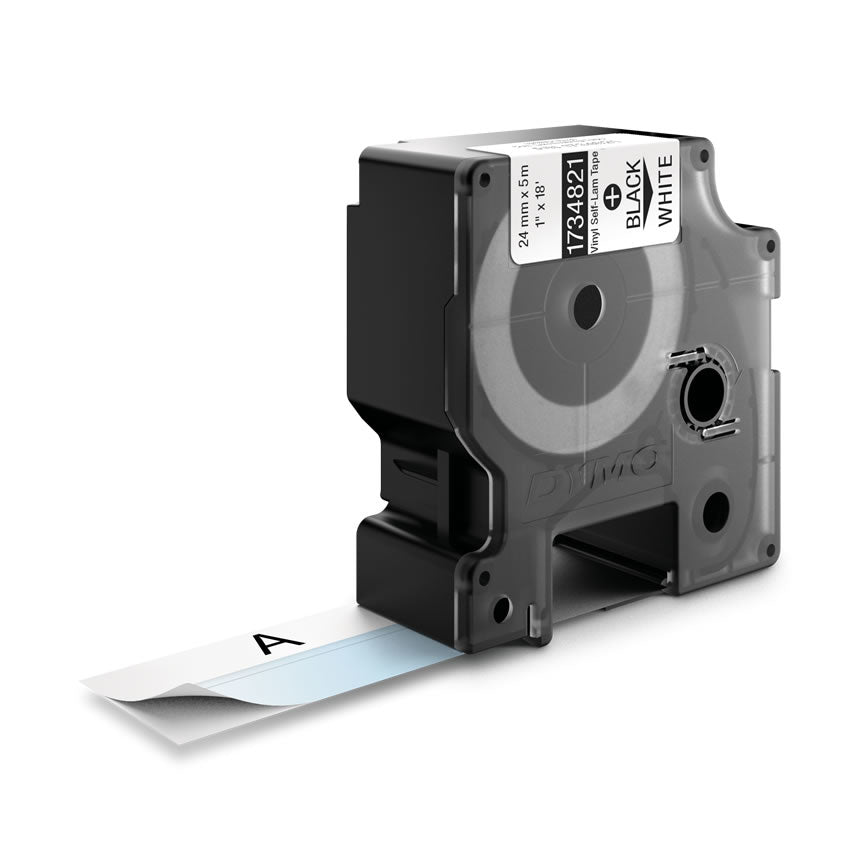 DYMO Schriftband – 24 mm × 5,5 m, weiss, schwarz, Rhino