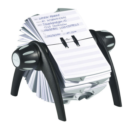 Durable TELINDEX flip Karteikasten – für 72 × 104 mm – für 500 Karten, Kunststoff, schwarz, 215 × 185 × 120
