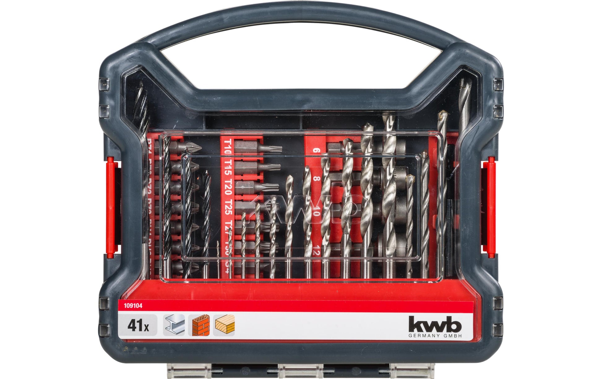kwb Bohr- & Bit-Set 4 mm Stahl 1/4" – für Holz – 41-tlg. – magnetisch