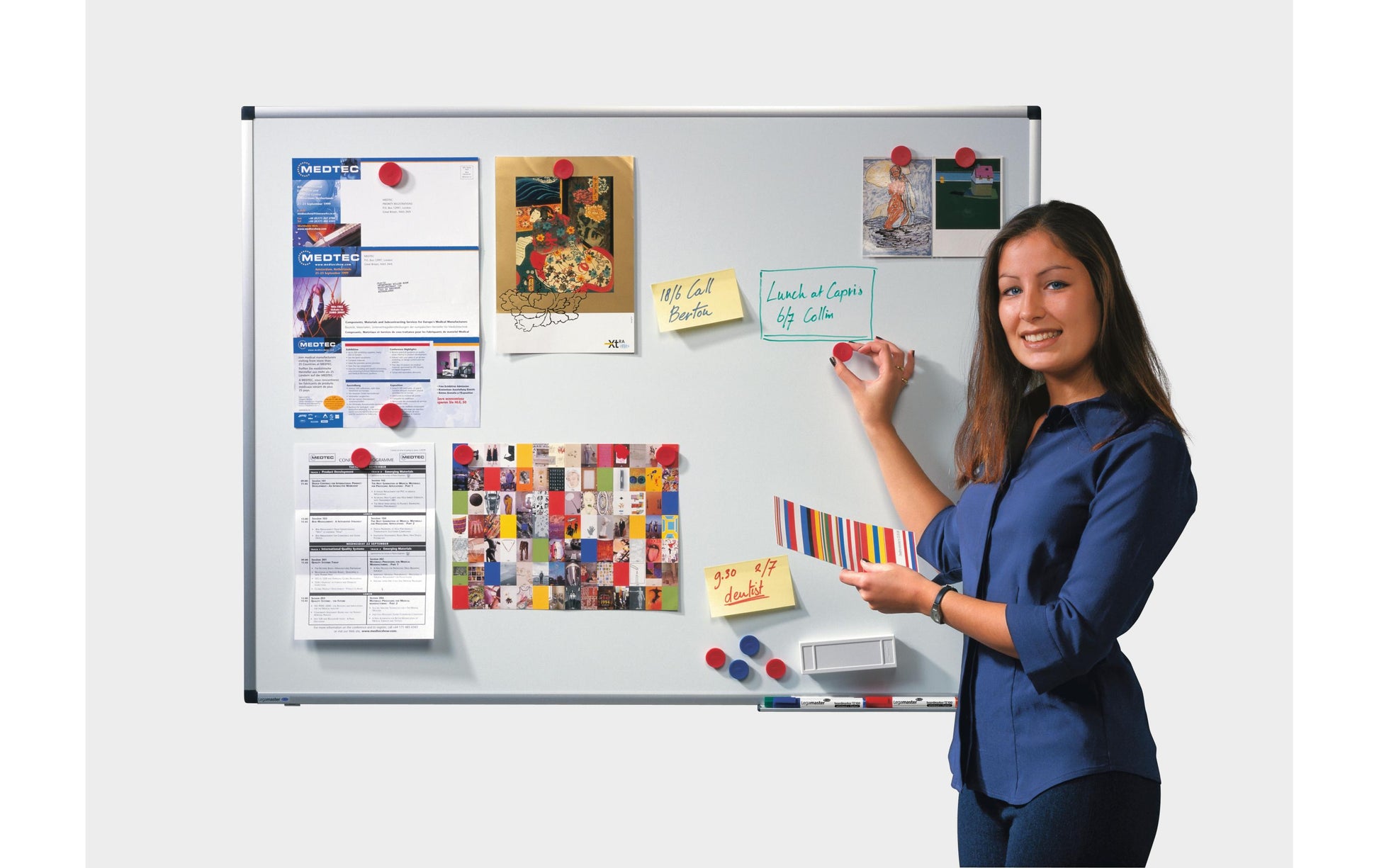 Legamaster Whiteboard – 180 × 90 cm, lackierter Stahl, Aluminiumrahmen, Wandmontage, inkl. Stiftablage