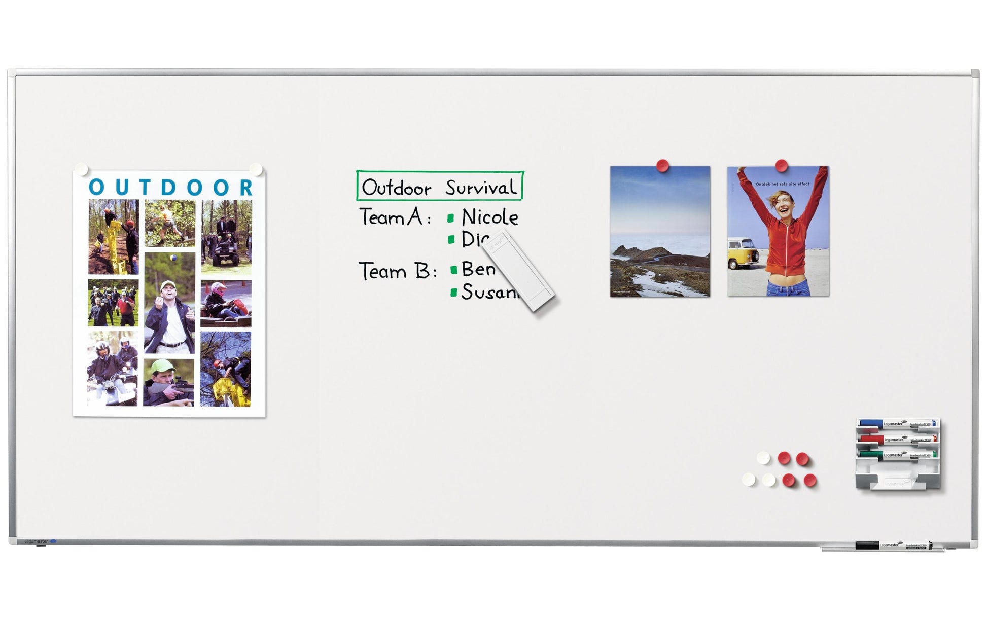 Legamaster Whiteboard – 200 × 100 cm, Emaille, magnetisch, Aluminiumrahmen, Wandmontage