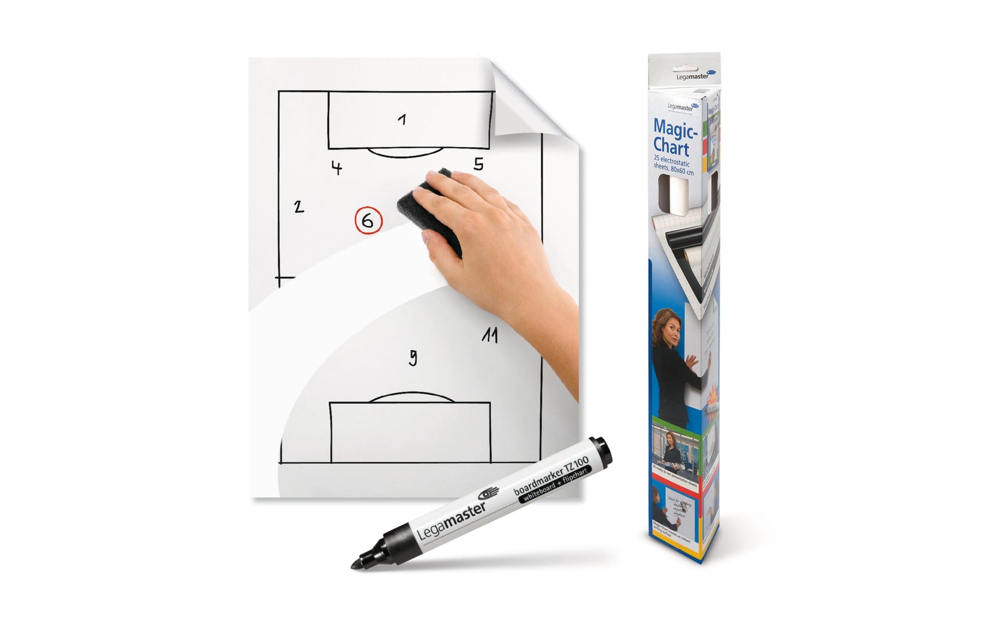 Legamaster Whiteboard – 60 × 80 cm, Wandmontage, inkl. Marker – 25-teilig