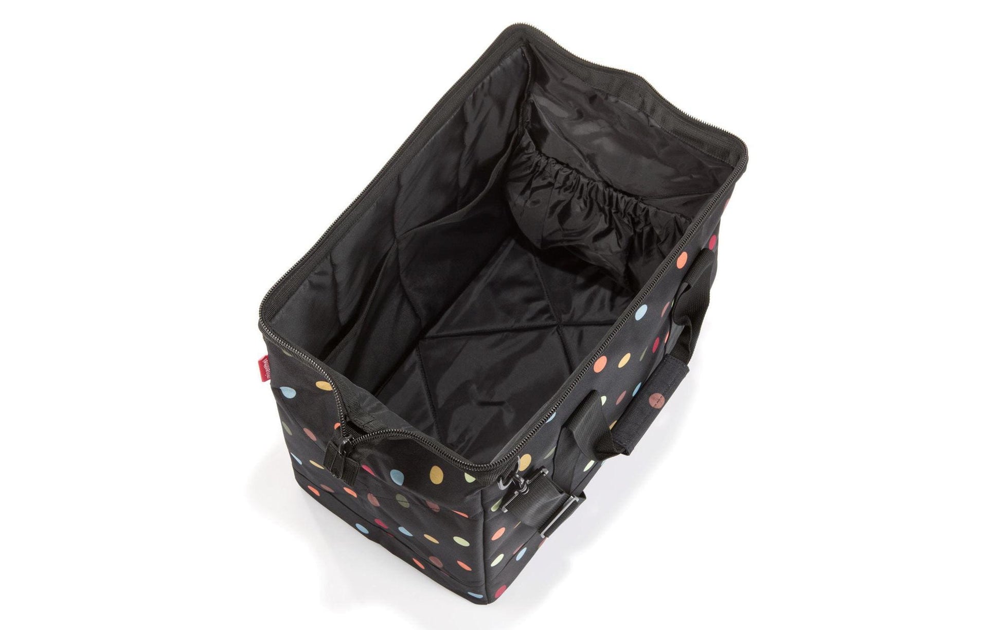 Reisenthel Umhängetasche Allrounder L Dots – Polyester, Schwarz, 48 × 29 × 39,5 cm