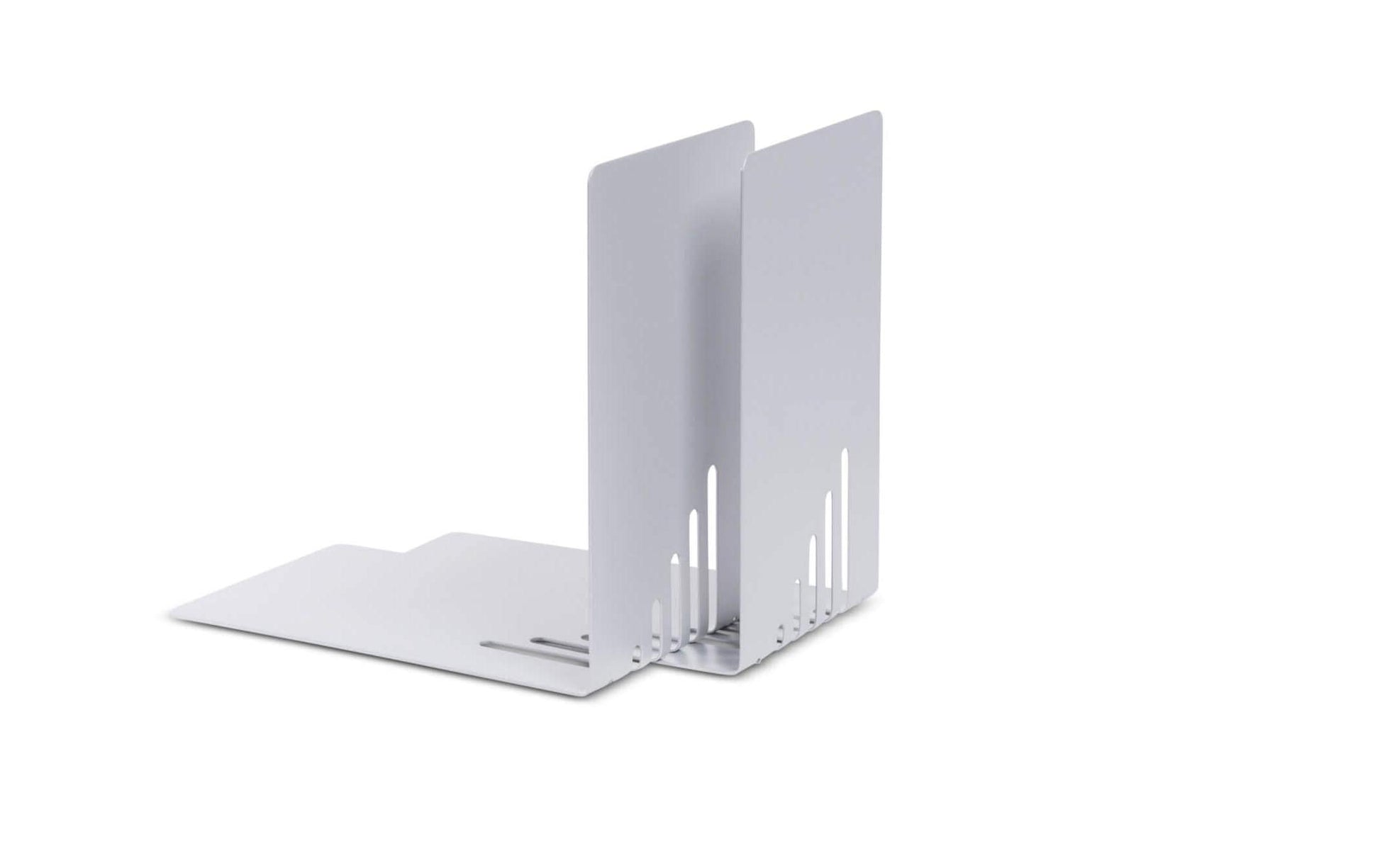 MAUL Buchstützen, schmal – silber – 85 × 140 mm – Stahl, 2 Stück