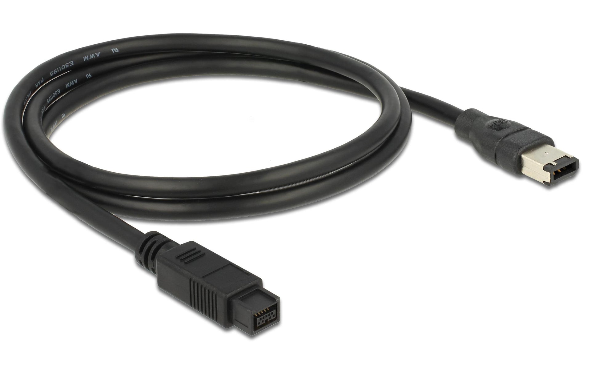 DeLOCK FireWire Kabel 9-pol auf 6-pol IEEE 1394b – 400 Mbit/s – 1 m – Grau