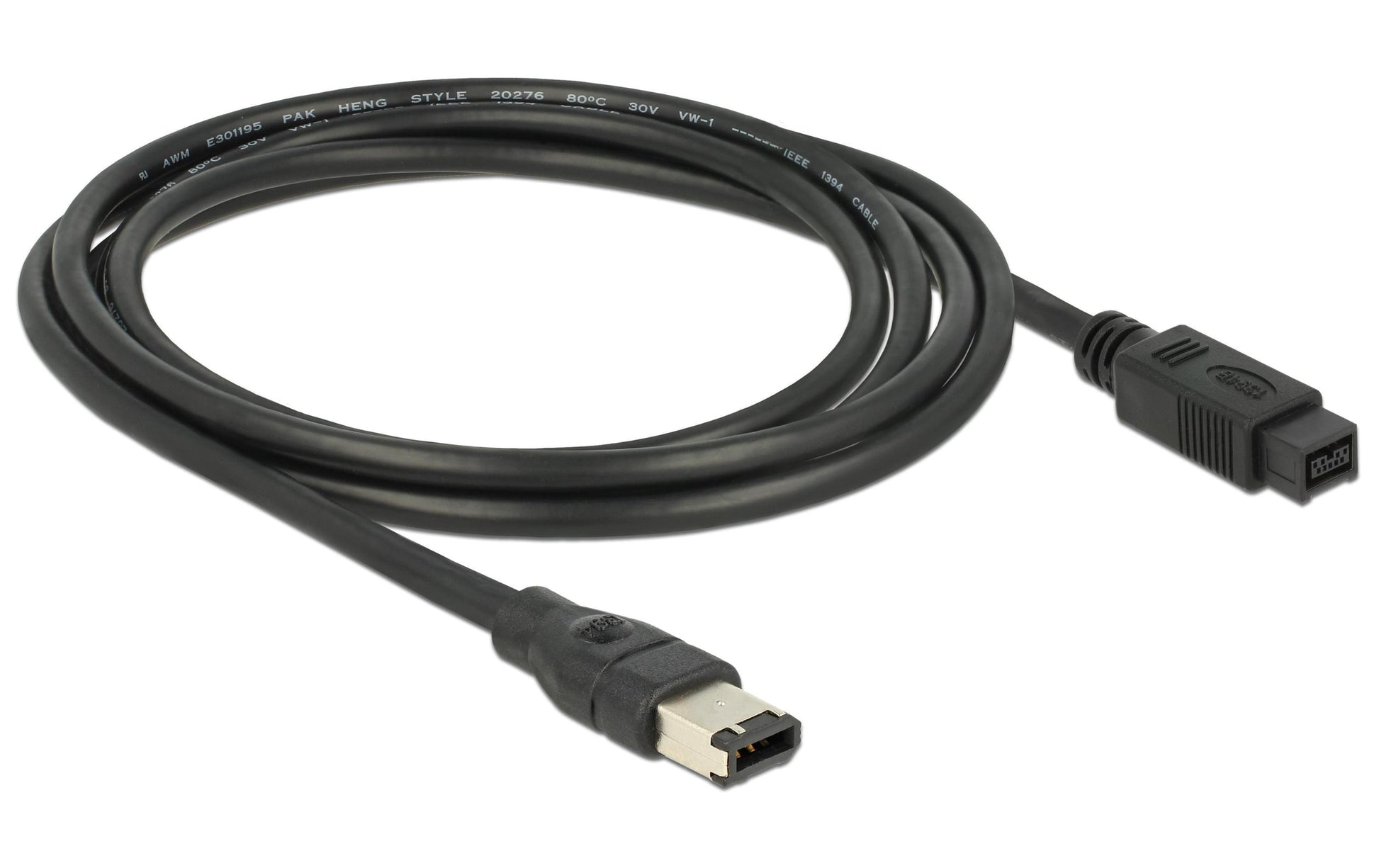 DeLOCK FireWire 800 auf FireWire 400 Kabel IEEE 1394b 0,8 Gbit/s – 2 m – Grau