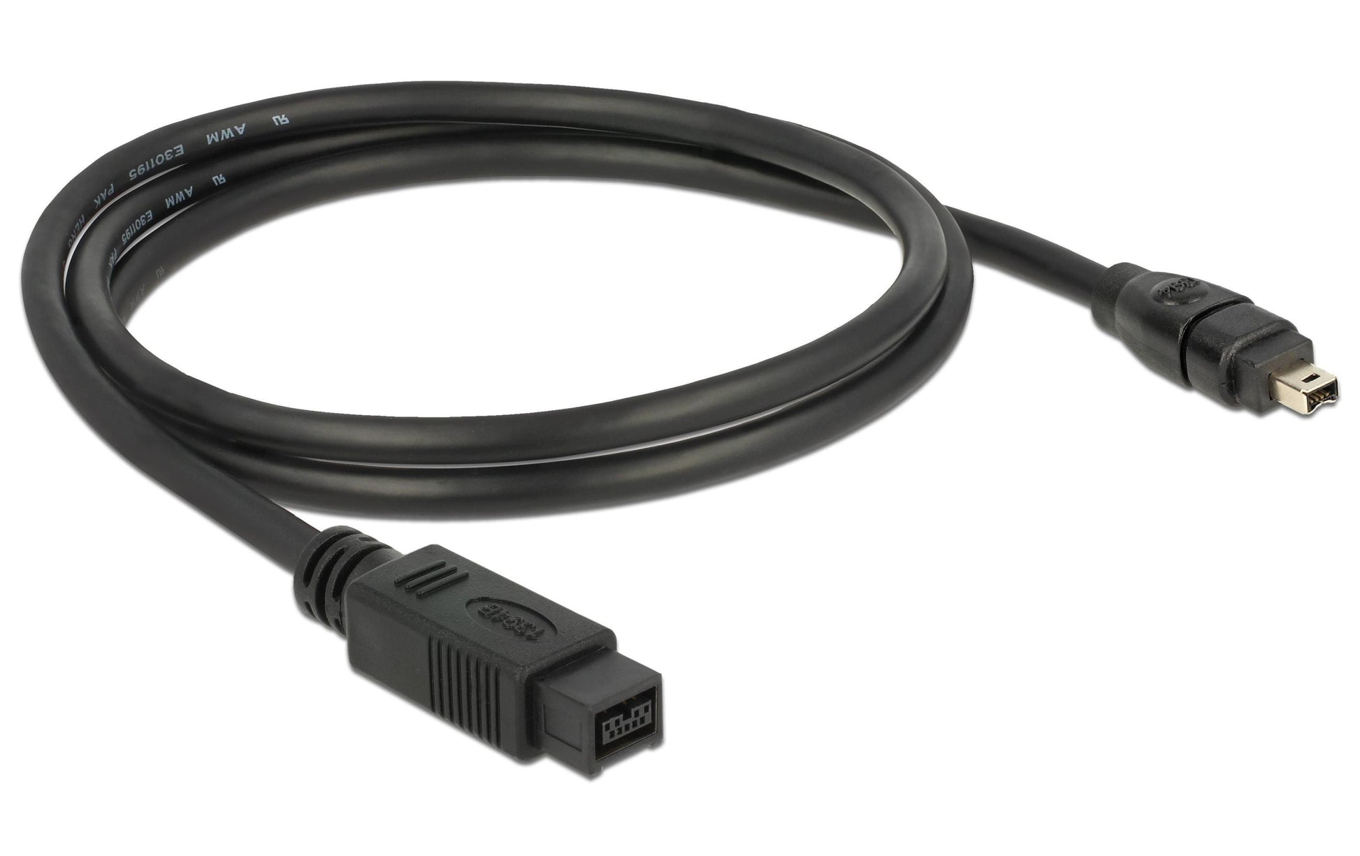 DeLOCK FireWire 800 auf FireWire 400 Kabel (9-polig → 4-polig) IEEE 1394b – 1 m – Grau