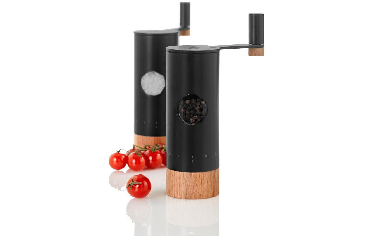 AdHoc POWERMILL MP53 – Salz-/Pfeffermühle Ø 6 × 20 cm, Edelstahl/Eiche, Keramikmahlwerk