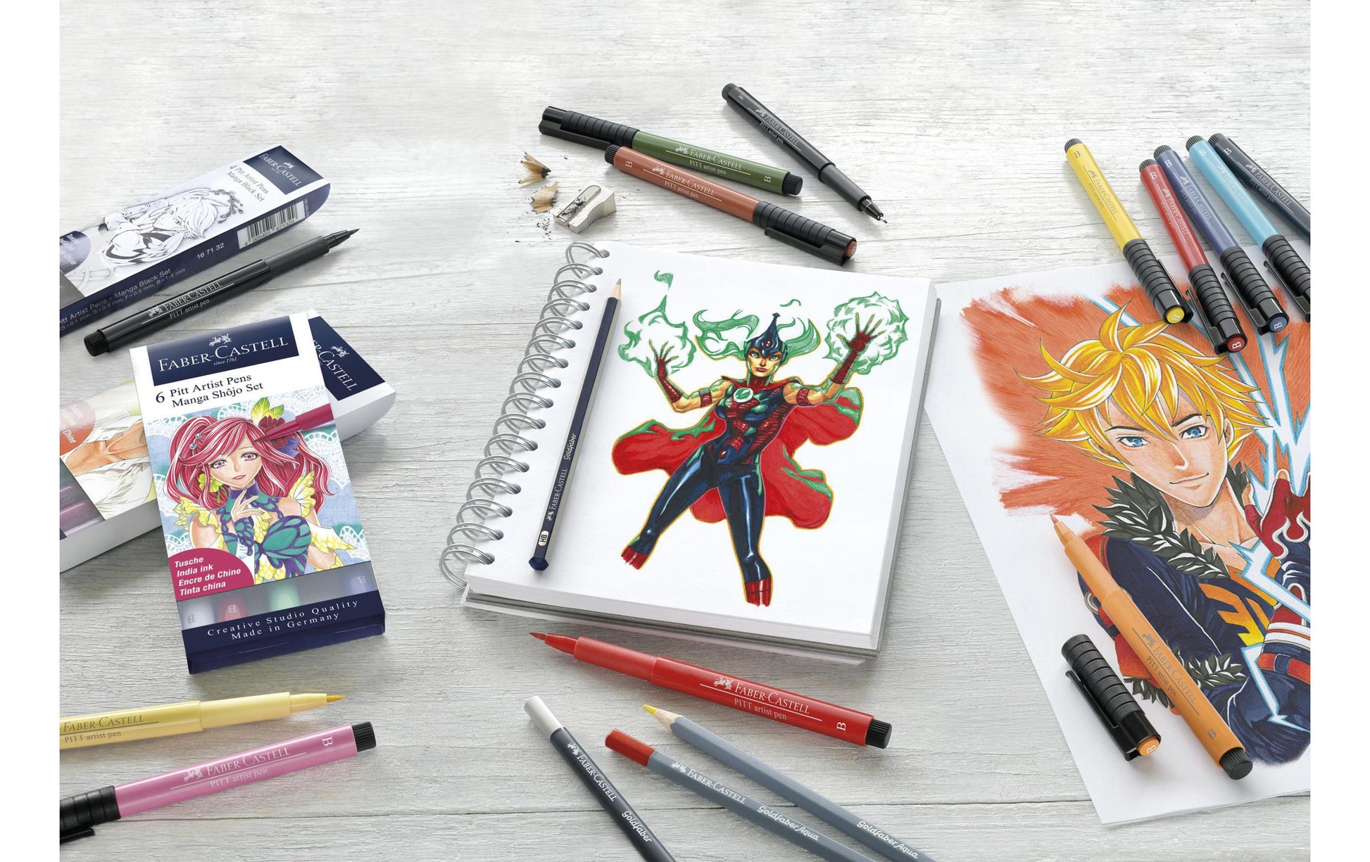 Faber-Castell Tuschestifte, Strichbreite 0,1, 0,3, 0,7 mm, wasserfest, 6 Stk.
