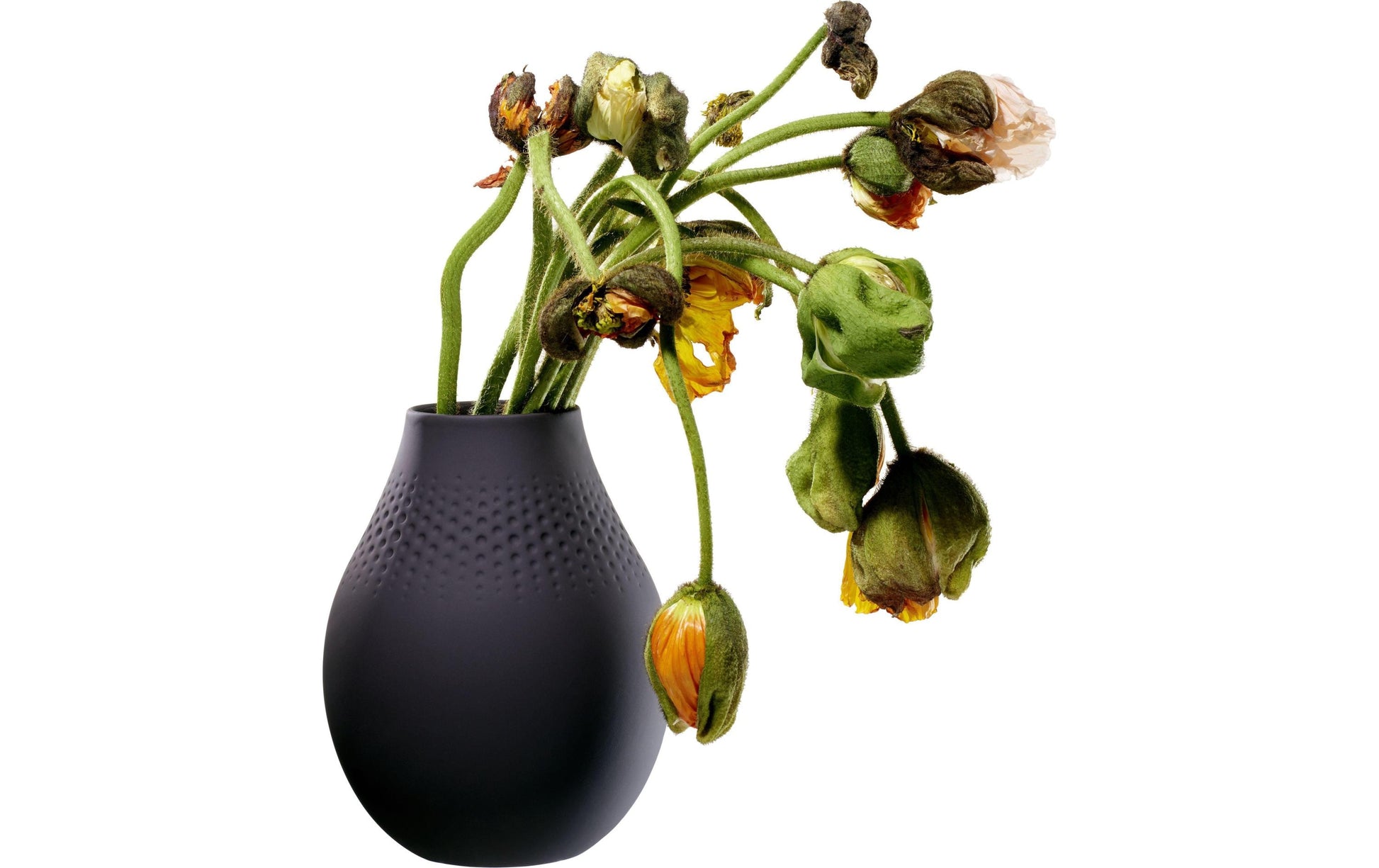 Villeroy & Boch Vase – Ø 16 × 20 cm – Porzellan, schwarz