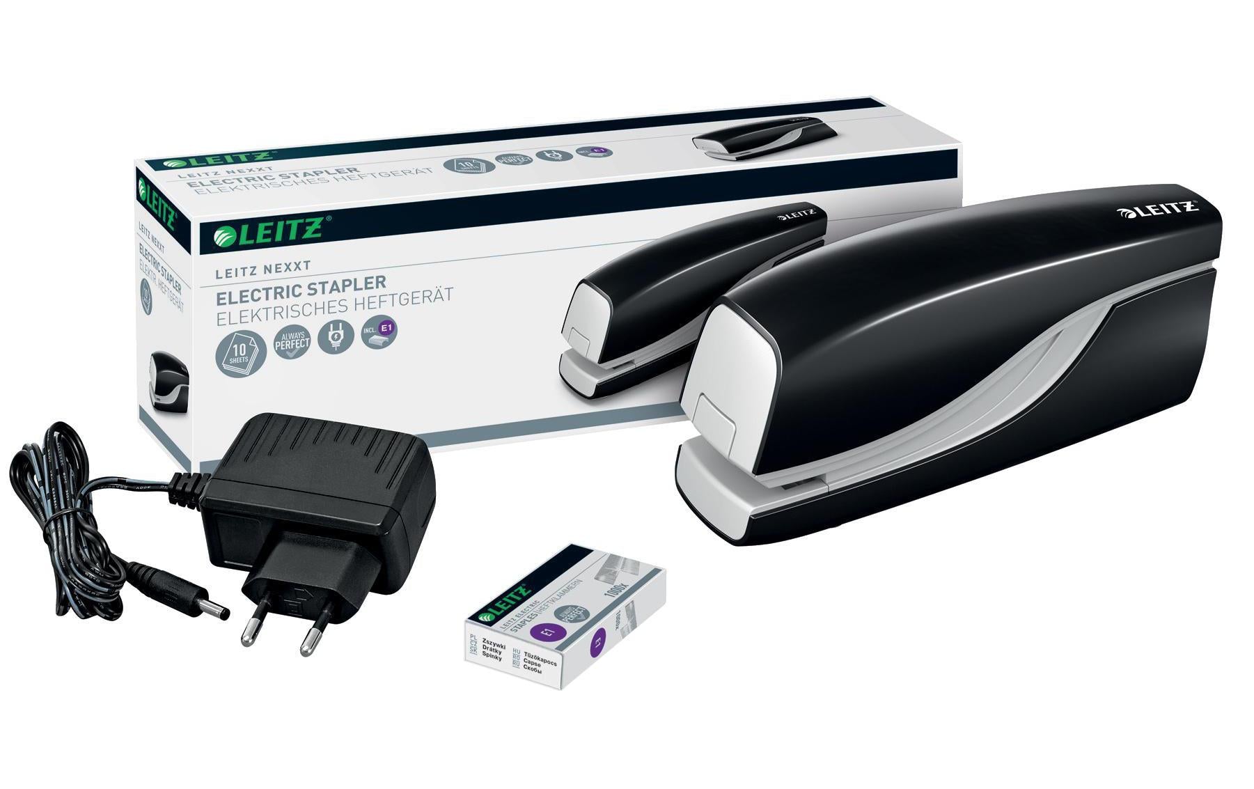 Leitz NeXXt 5532 – Elektrischer Hefter, 10 Blätter, für e1, geschlossene Heftung, Springfachmechanik