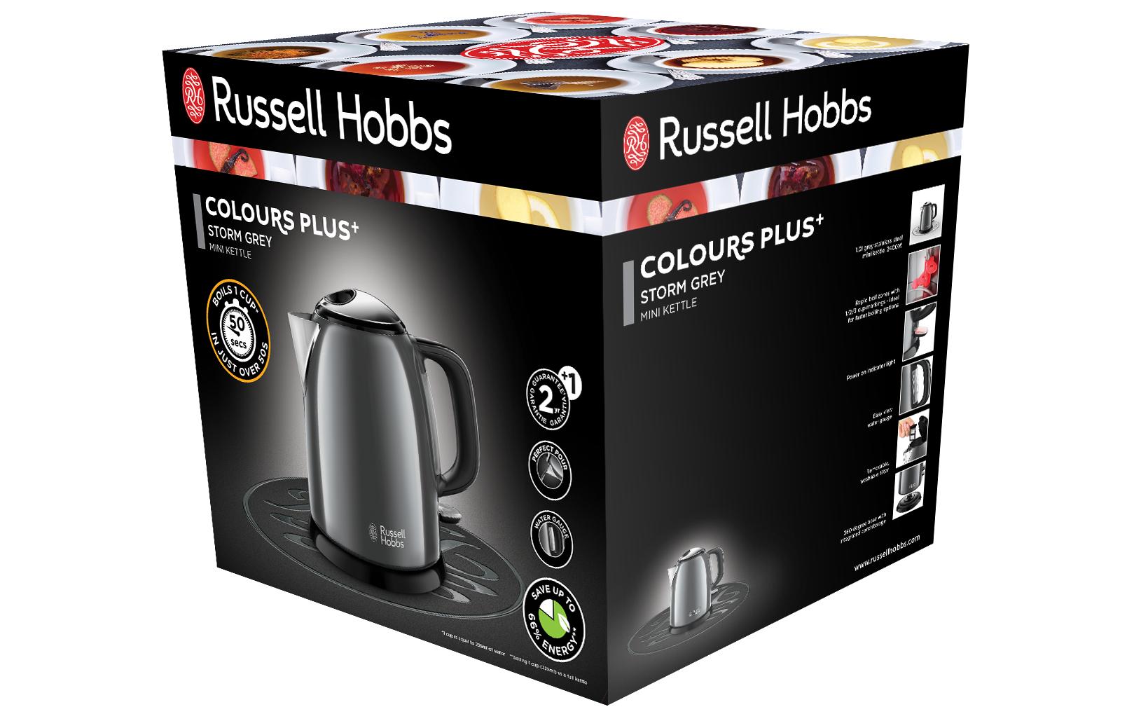 Russell Hobbs Wasserkocher – 1 l, Edelstahl, Schwarz, 24993-70