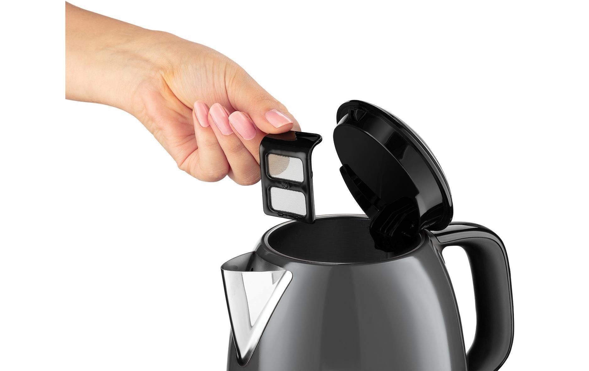 Russell Hobbs Wasserkocher – 1 l, Edelstahl, Schwarz, 24993-70
