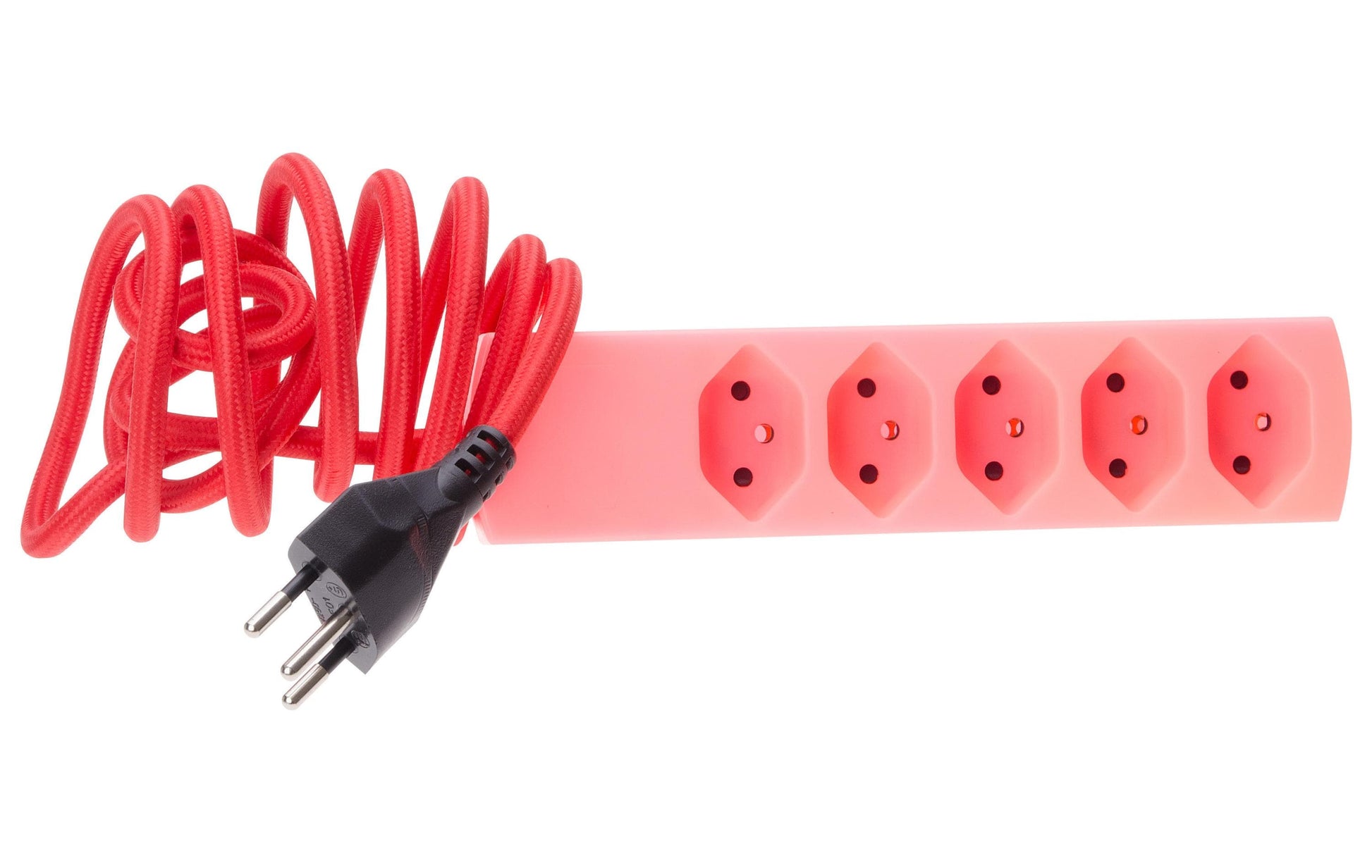MaxTex Steckdosenleiste – 5× T13, 2 m, ohne Schalter, IP20, rot