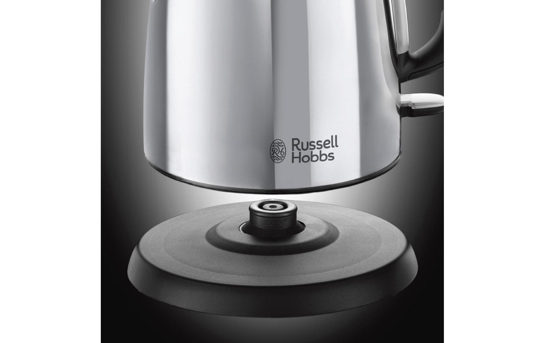 Russell Hobbs Victory Wasserkocher – 1 l, Warmhaltefunktion, Edelstahl, Schwarz, 24990-70