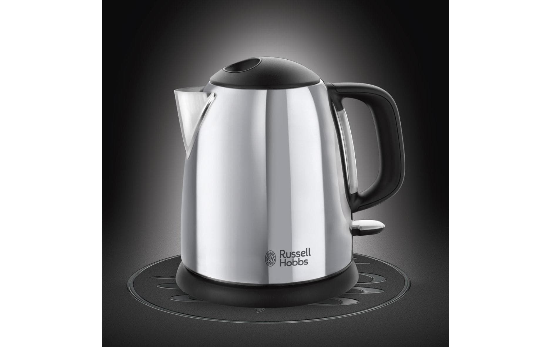 Russell Hobbs Victory Wasserkocher – 1 l, Warmhaltefunktion, Edelstahl, Schwarz, 24990-70