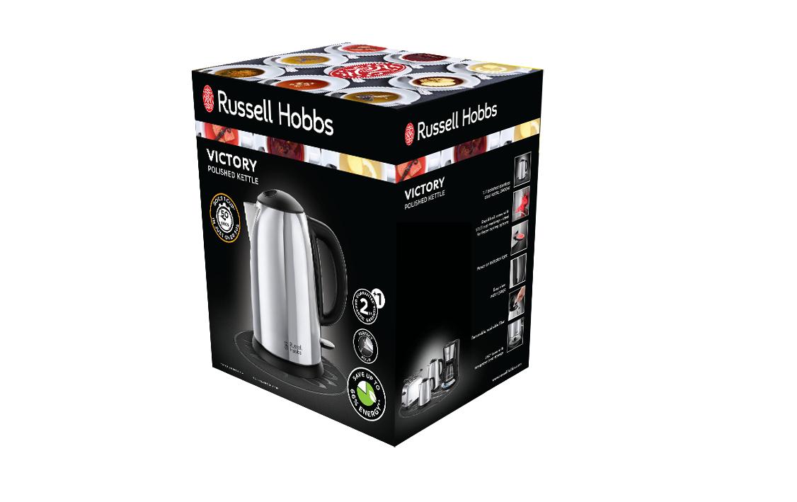 Russell Hobbs Victory Wasserkocher – 1,7 l, Edelstahl, Schwarz, 23930-70