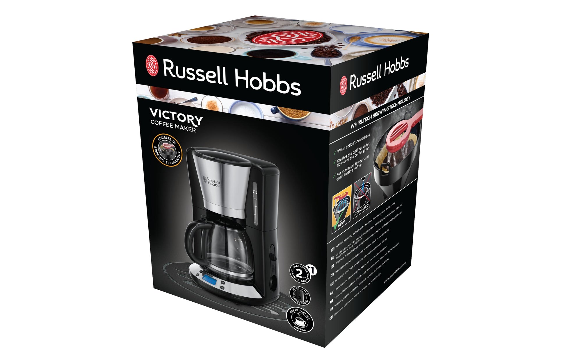 Russell Hobbs Victory 24030-56 Filterkaffeemaschine – 10 Tassen, 1,3 l, Karaffe, Schwarz/Edelstahl