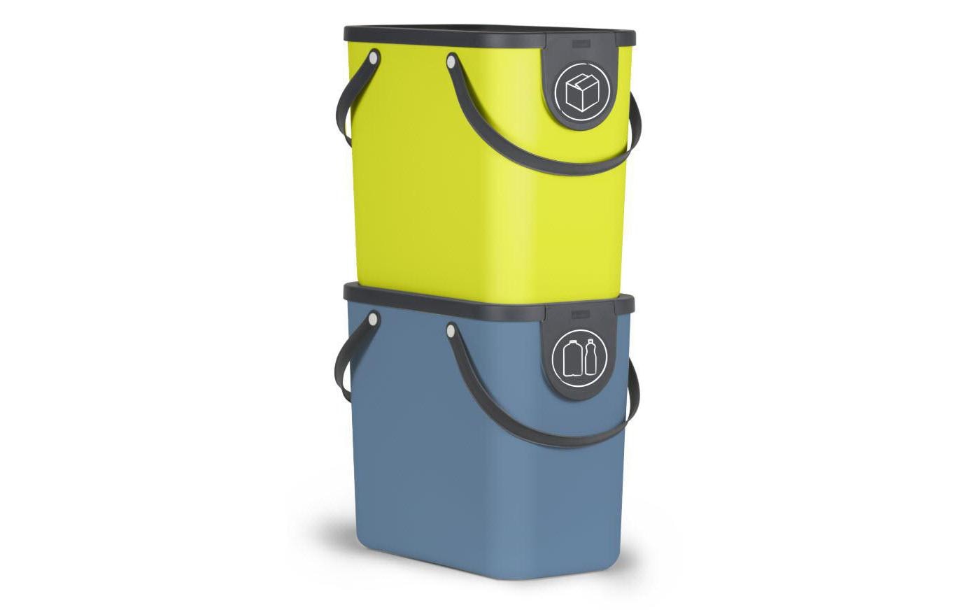 Rotho Recyclingbox Albula – 25 l – Recycling-Kunststoff, rechteckig – Limette