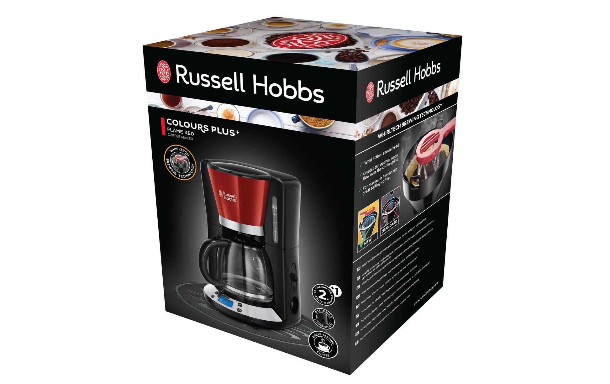 Russell Hobbs Filterkaffeemaschine – 10 Tassen, 1,25 l, Karaffe, Rot, 28 × 40 × 25,6 cm
