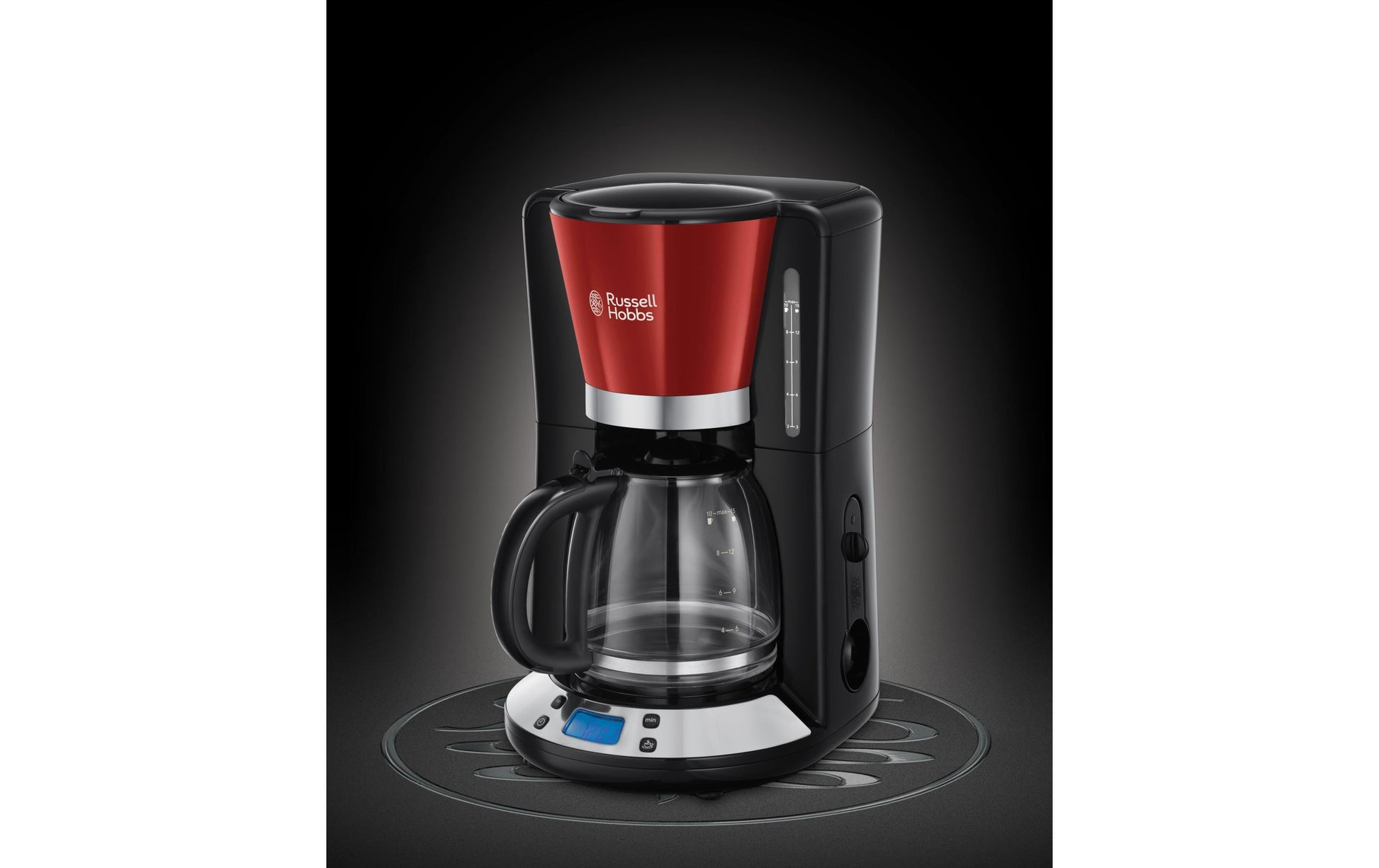 Russell Hobbs Filterkaffeemaschine – 10 Tassen, 1,25 l, Karaffe, Rot, 28 × 40 × 25,6 cm