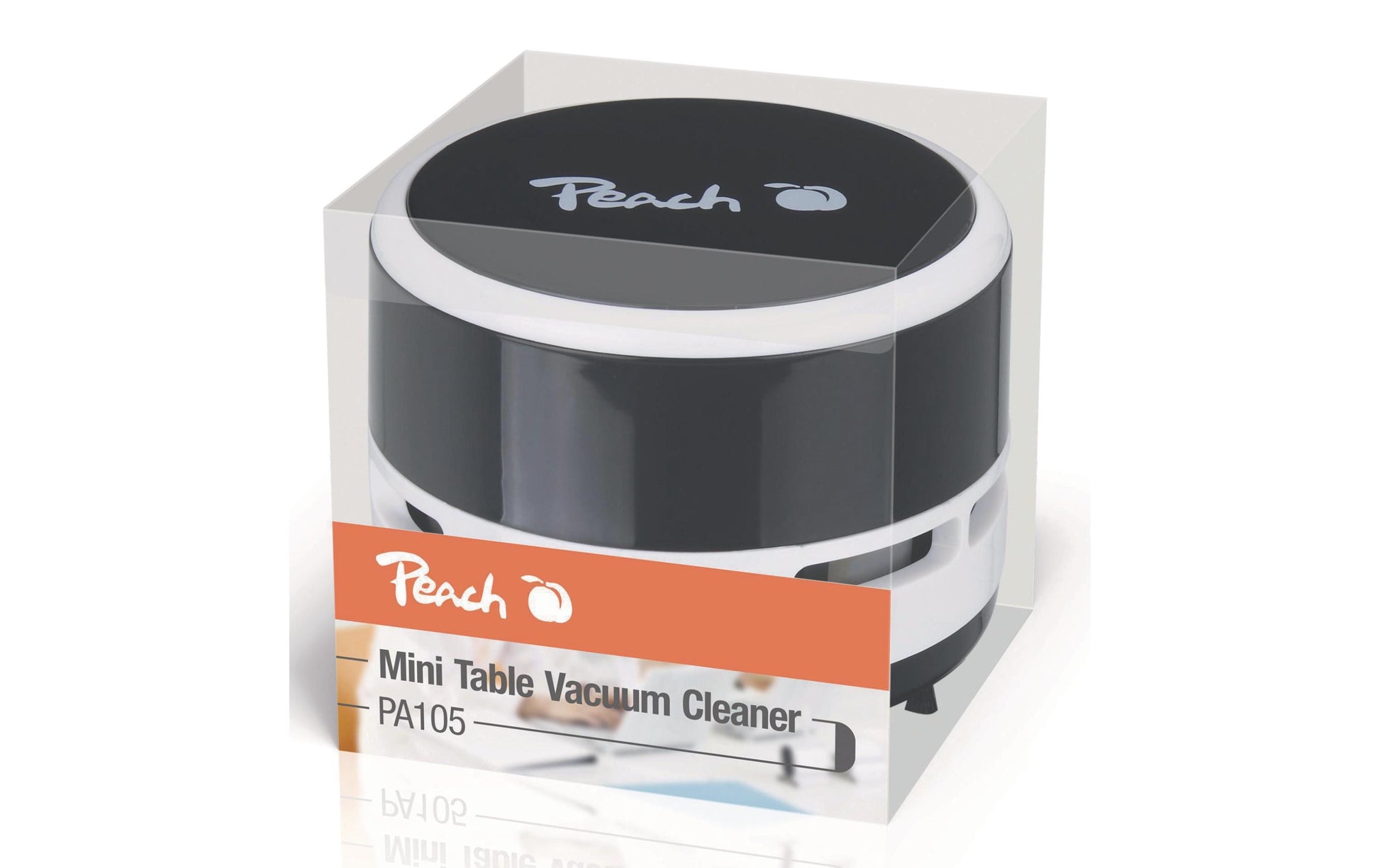 Peach Mini-Tischstaubsauger PA105 – Batterie 2× AA, Ø 80 × 65 mm