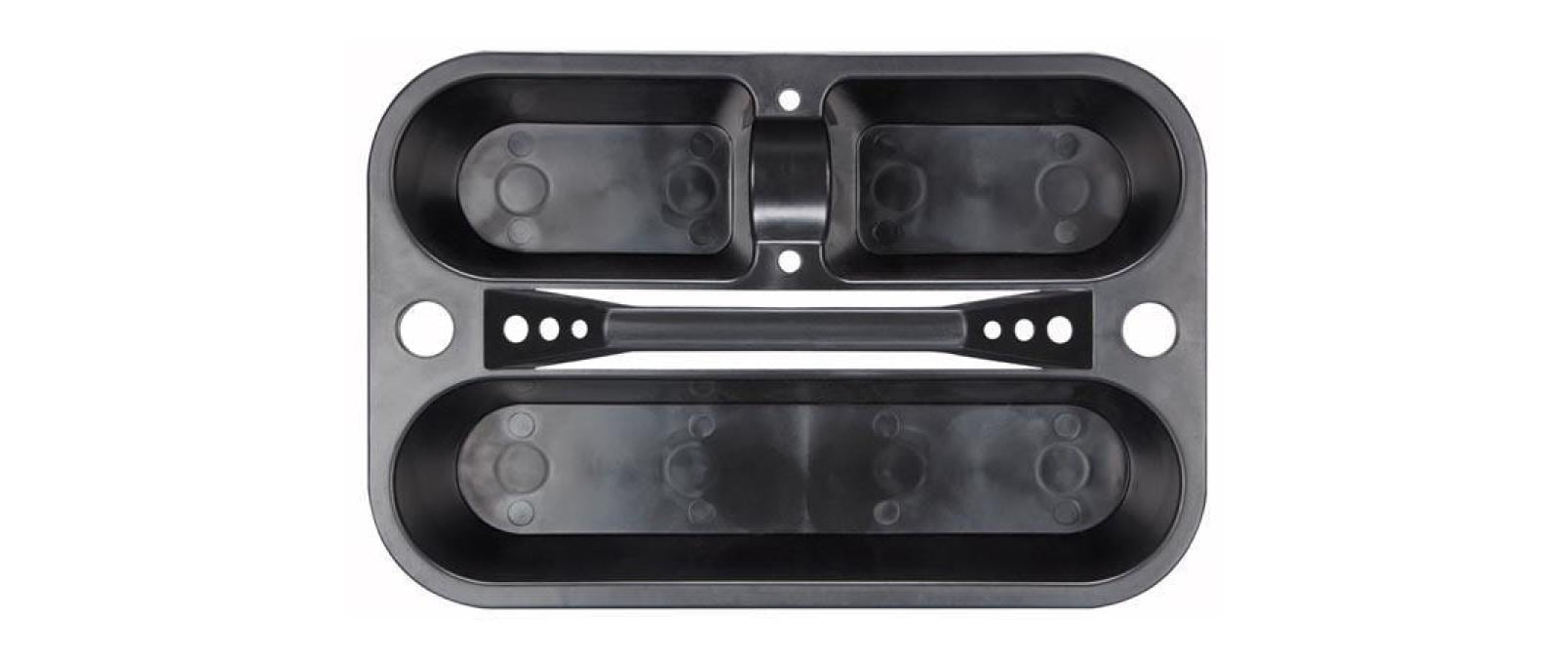 Perel OTTP1 Werkzeugträger – 3 Fächer, mit Haltern für Schraubendreher, schwarz, B 255 × H 160 × T 375 mm