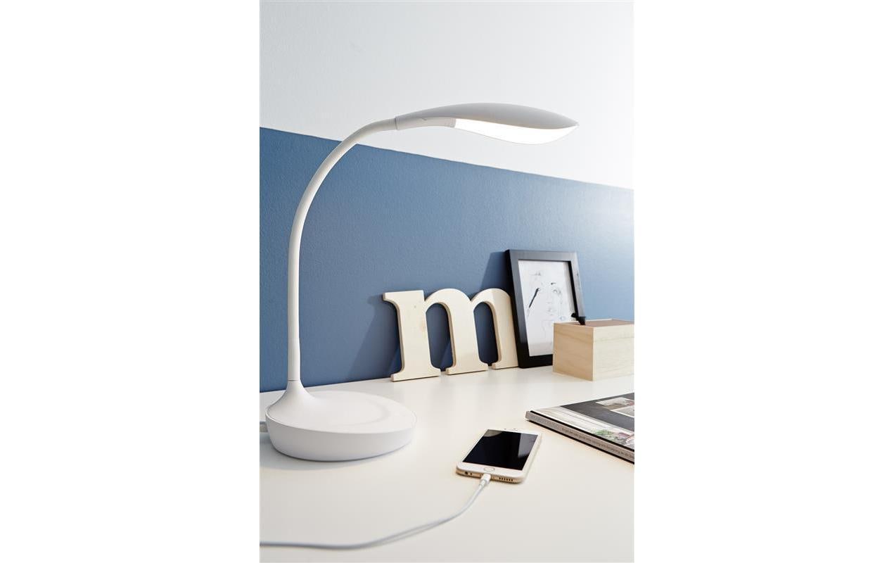 Markslöjd Tischleuchte Swan – 378 lm, 4,6 W, 3000 K, dimmbar, USB, weiss