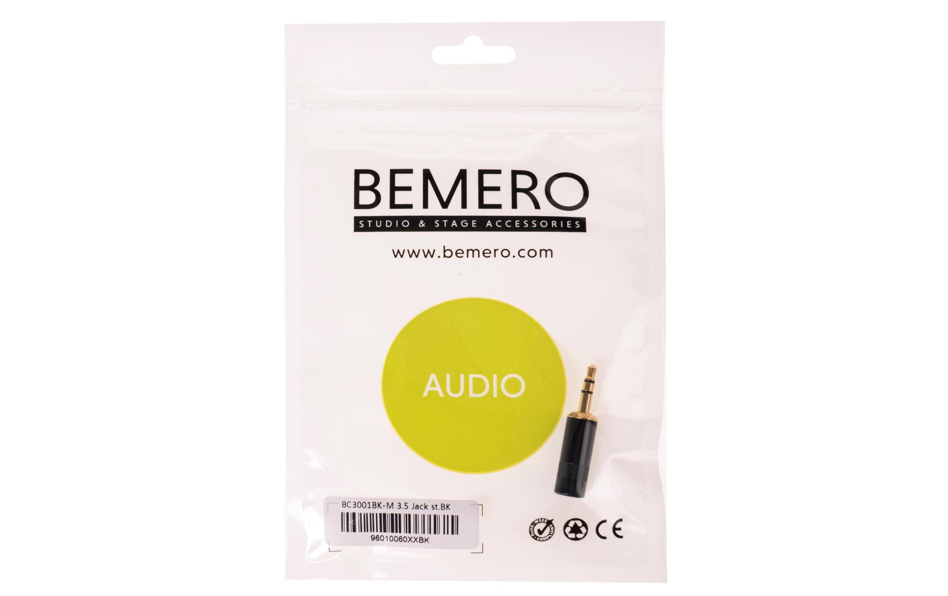 Bemero BC3001BK-M – 3,5 mm Klinkenstecker – gerade, stereo – schwarz