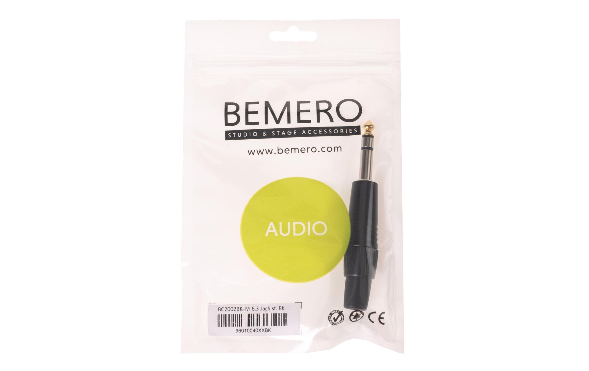 Bemero BC2002BK-M – 6,3 mm Stereo-Klinkenstecker, gerade, männlich, schwarz