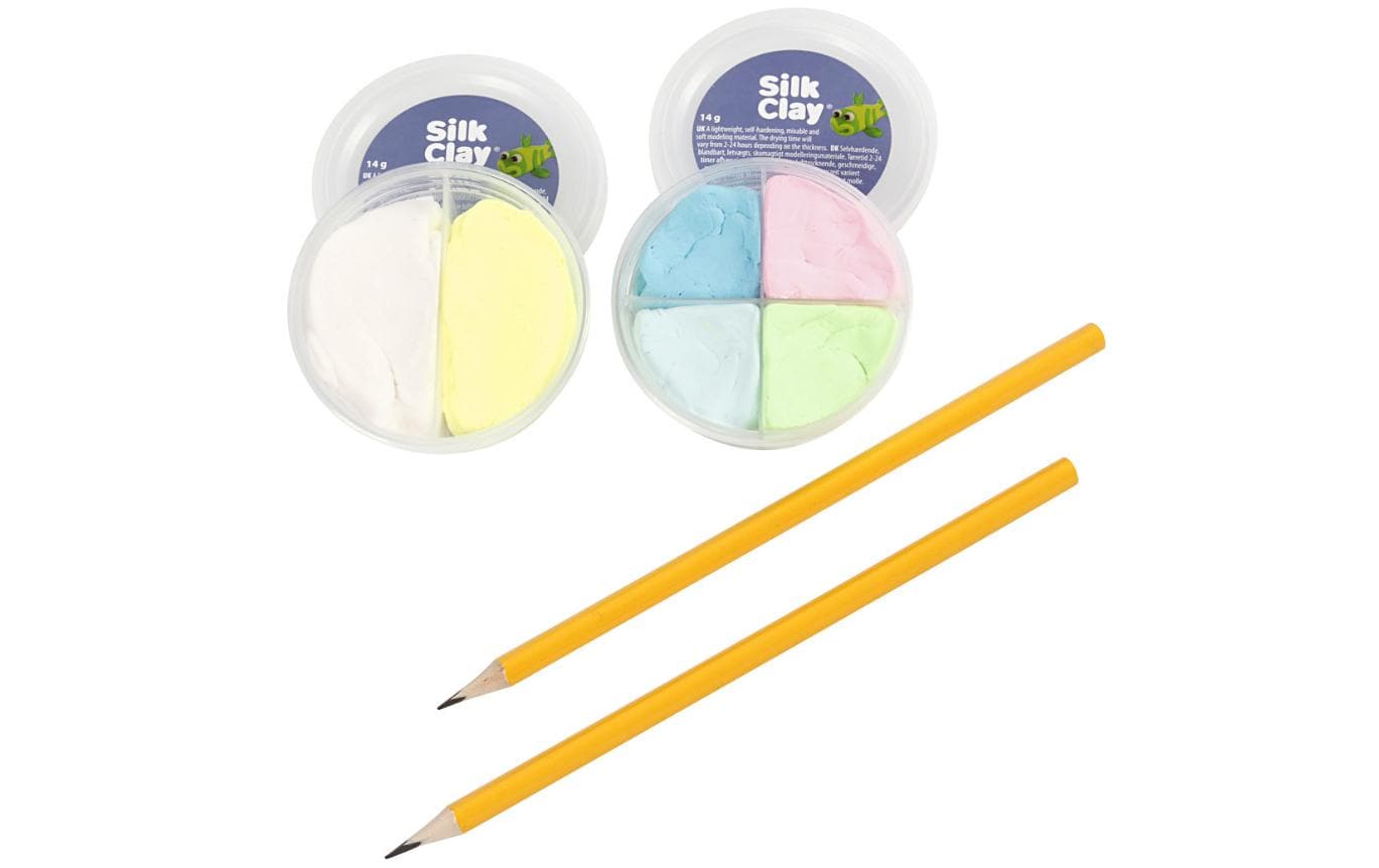 Creativ Company Modelliermasse-Set (lufthärtend) – blau, grün, weiss, gelb – ab 3 Jahren