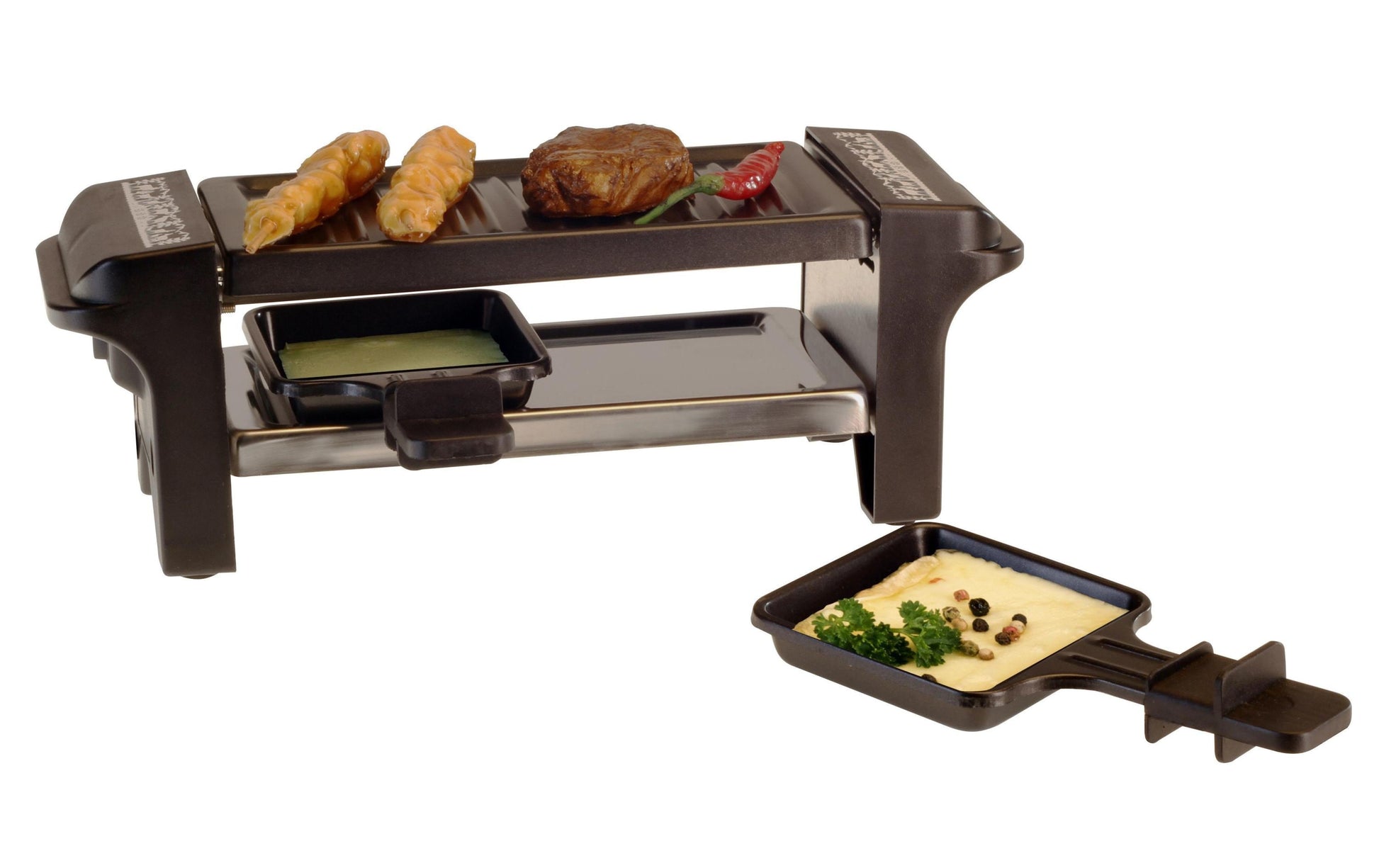 Nouvel Raclette-Grill 309852 – 2 Personen, 350 W, Aluguss-Grillplatte – Schwarz
