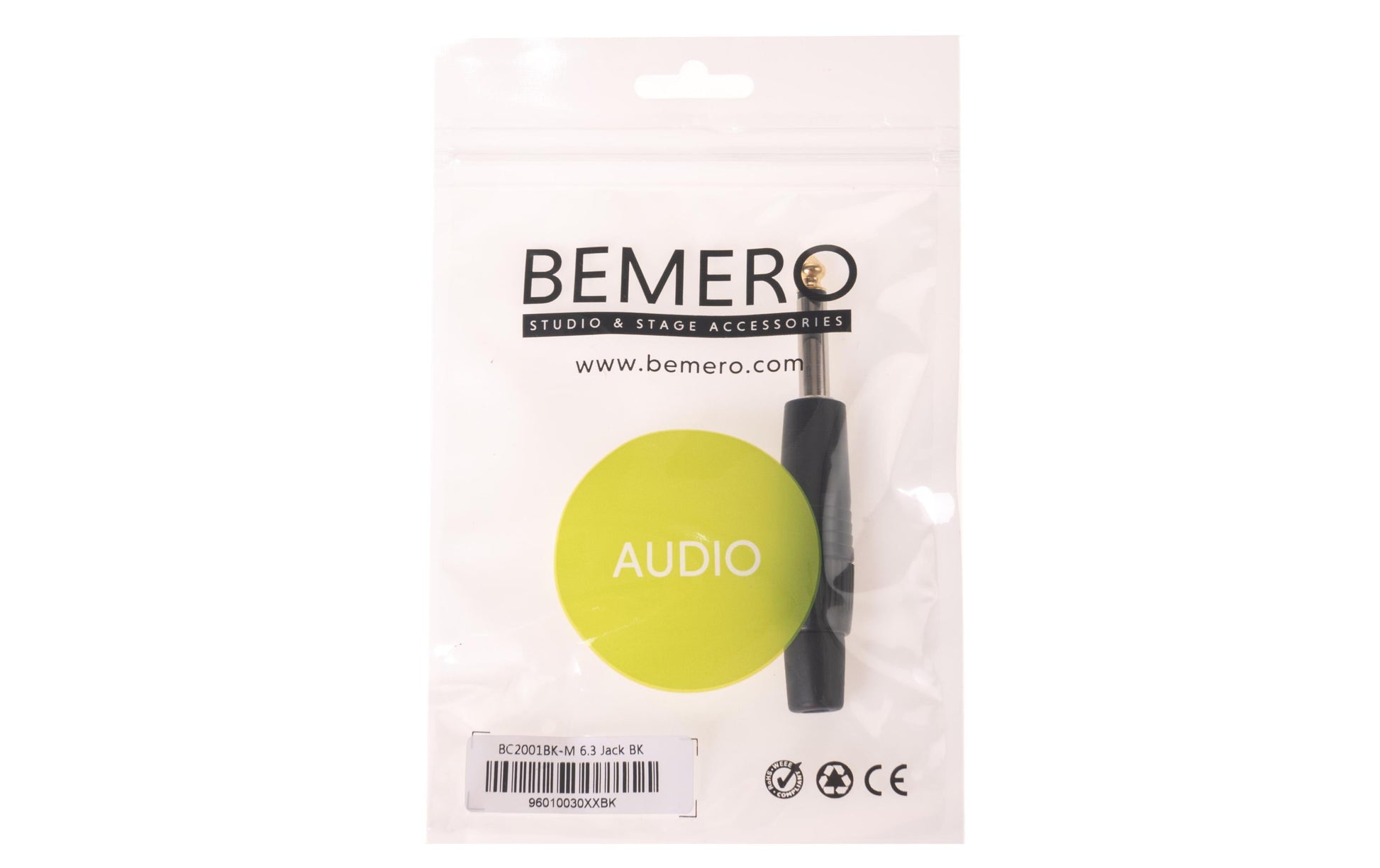 Bemero BC2001BK-M – Klinkenstecker – 6,3 mm, mono, männlich – schwarz