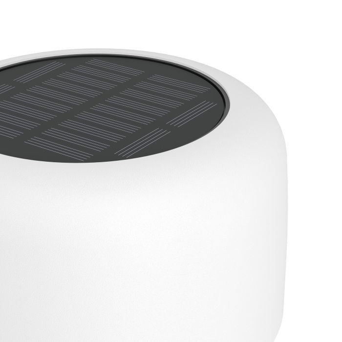 EGLO Tischleuchte Aussen – 30 cm, 270 lm, 3000 K – IP44 – Akku & Solar – Touch, USB-C, dimmbar – Weiss, Stahl
