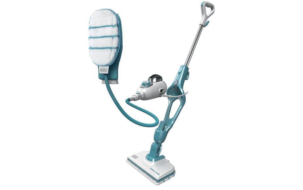 Black & Decker BLACK+DECKER 9in1 – Dampfbesen – 1300 W, 0,5 l, Aufheizzeit 15 s, Kabellänge 6 m, Türkis/Weiss