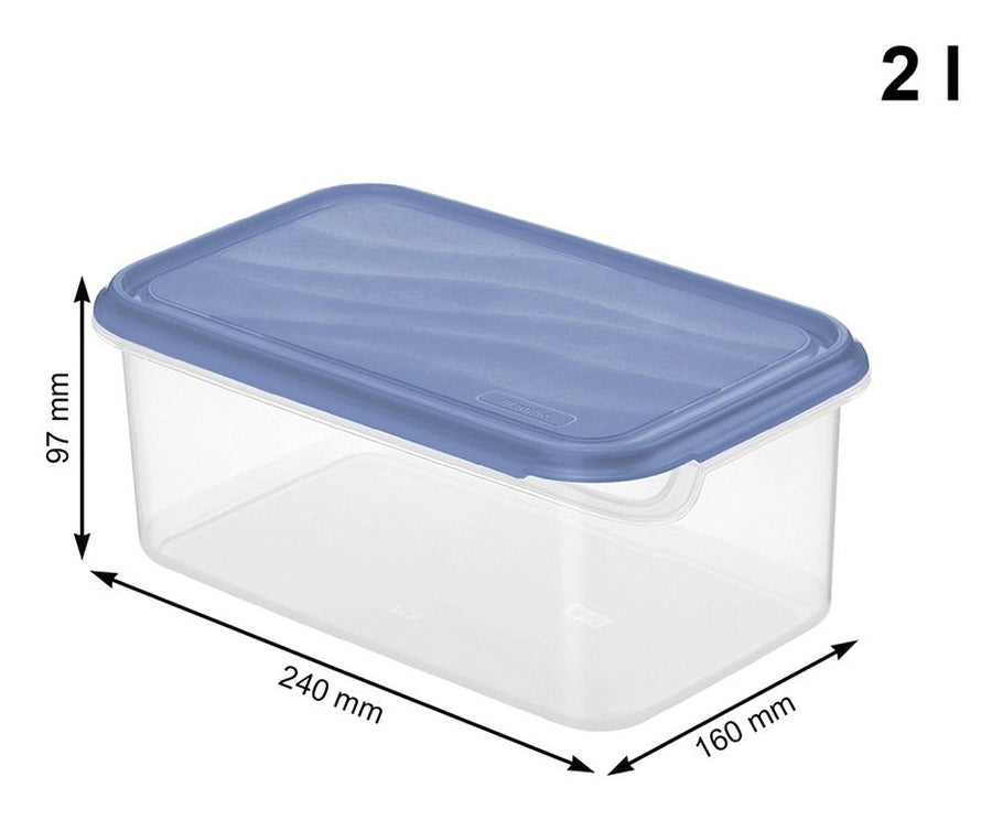Rotho Vorratsdose 2 l, 16 × 24 × 9,7 cm, Kunststoff, transparent/blau