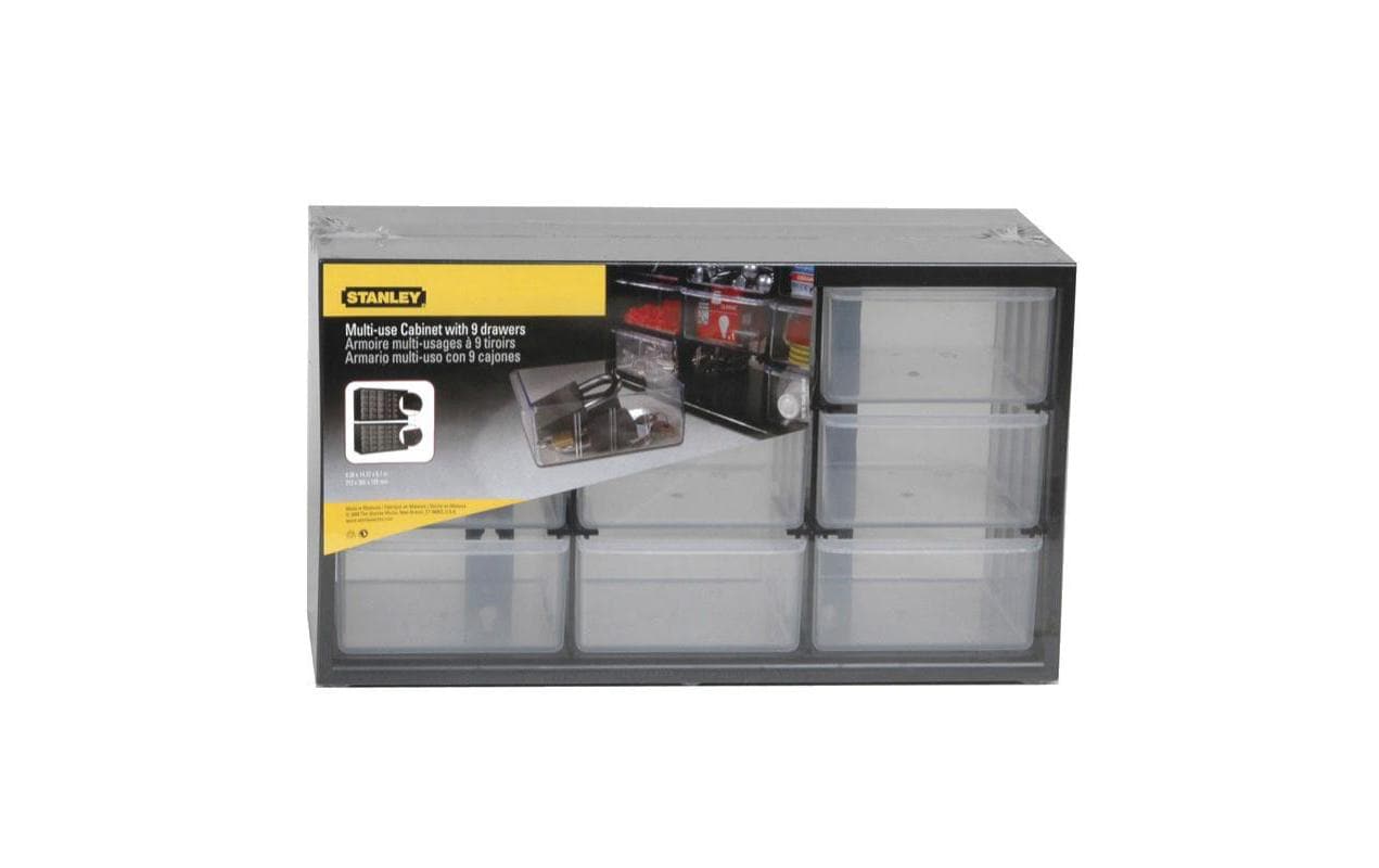 Stanley Schubladenmagazin, 155 × 365 × 213 mm, Kunststoff (PP), schwarz, transparent, 9 Schubladen