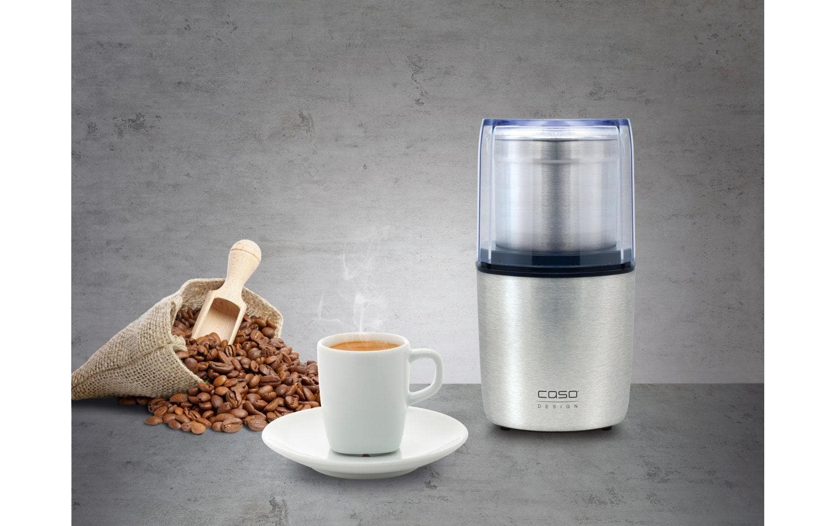 Caso Kaffeemühle Flavour – 90 g, Schlagmesser, 200 W – silber/edelstahl