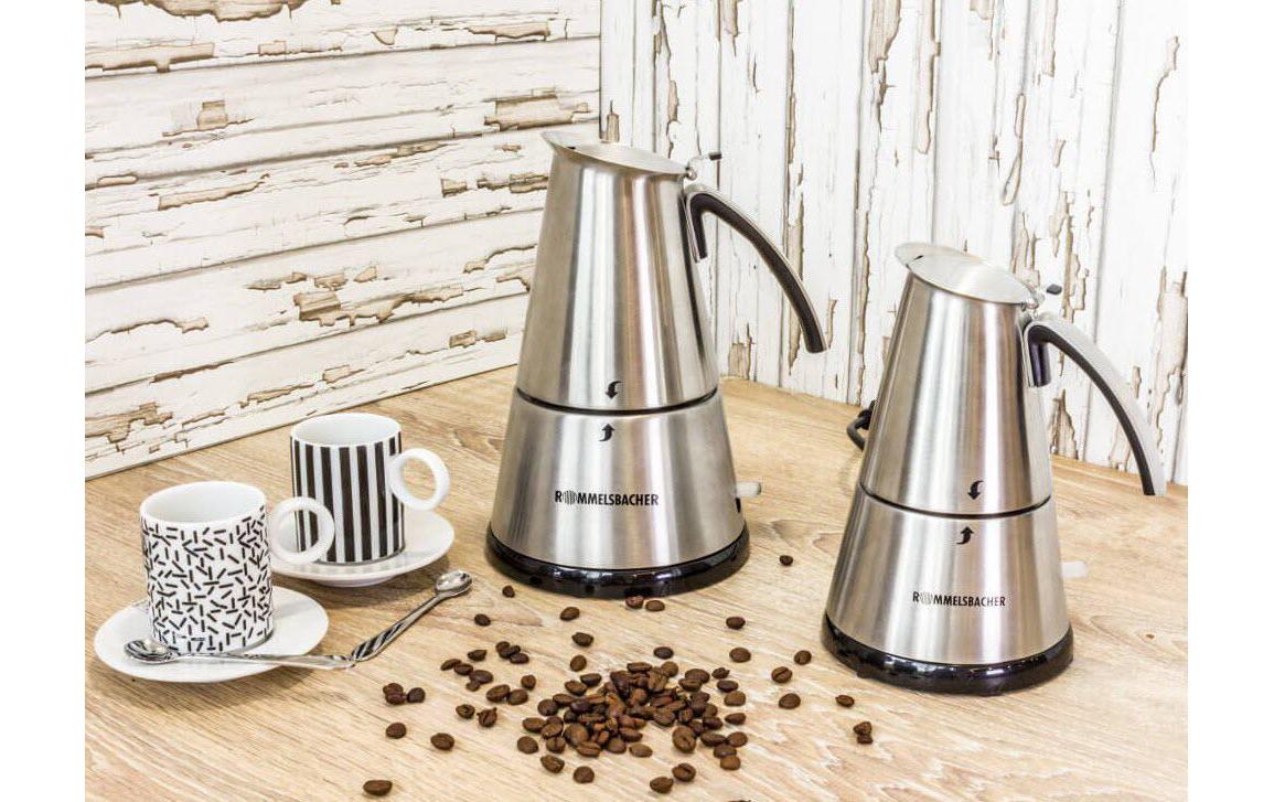 Rommelsbacher EKO 364/E Espressomaschine (Siebträger) – 4 Tassen, Edelstahl, 11,5×17×11,5 cm