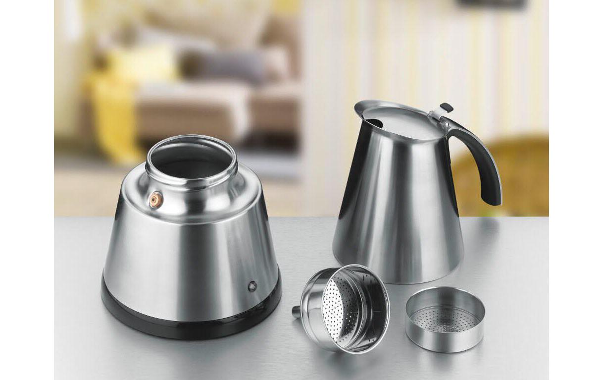 Rommelsbacher EKO 364/E Espressomaschine (Siebträger) – 4 Tassen, Edelstahl, 11,5×17×11,5 cm