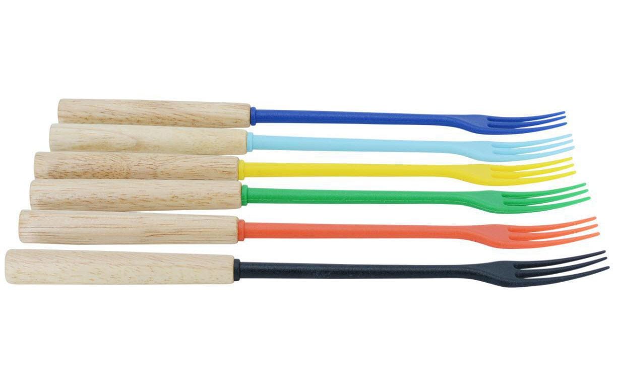 Kadastar Fonduegabeln – 6er-Set, Nylon, Holzgriff, Braun, FSC, für Käsefondue