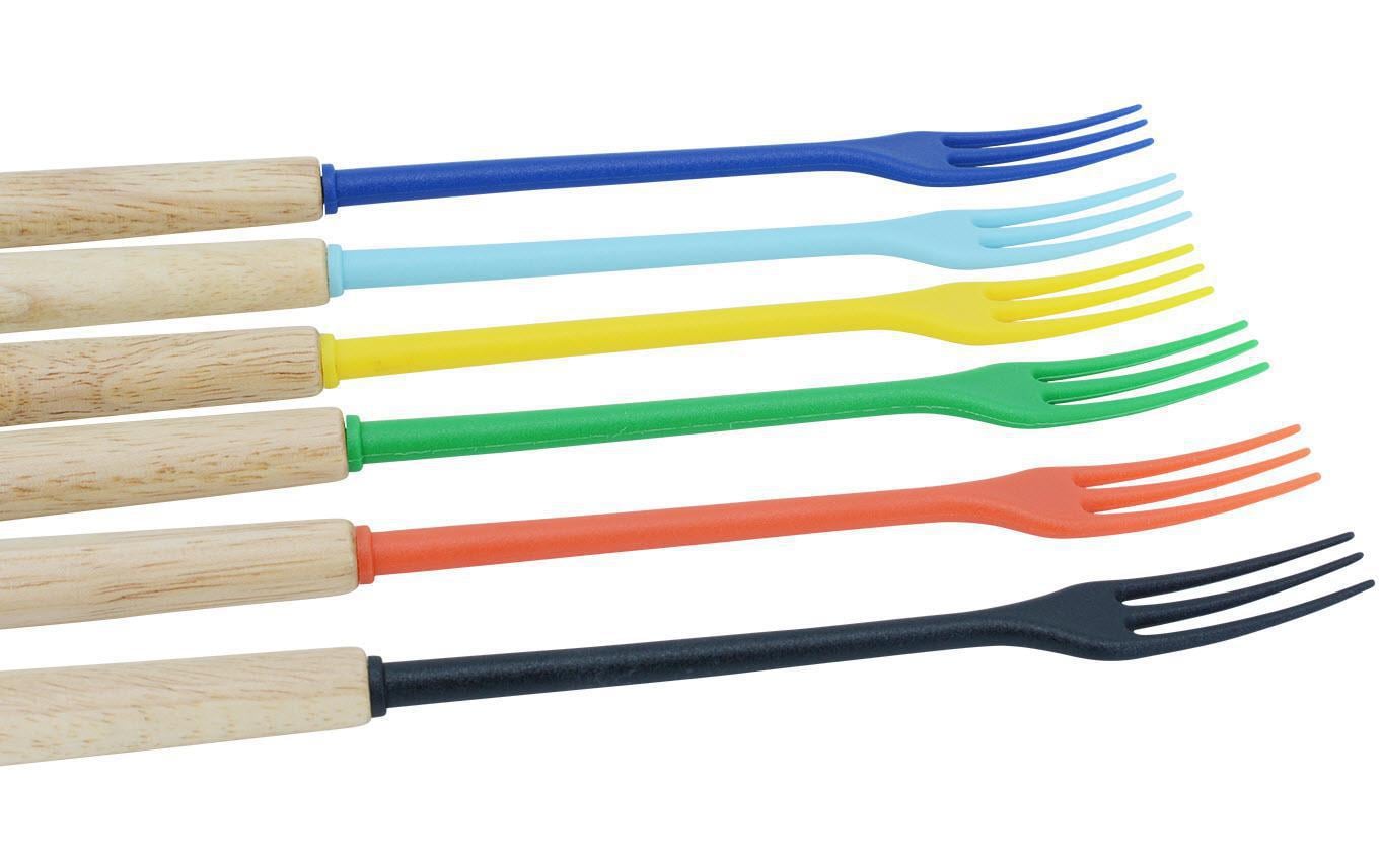 Kadastar Fonduegabeln – 6er-Set, Nylon, Holzgriff, Braun, FSC, für Käsefondue
