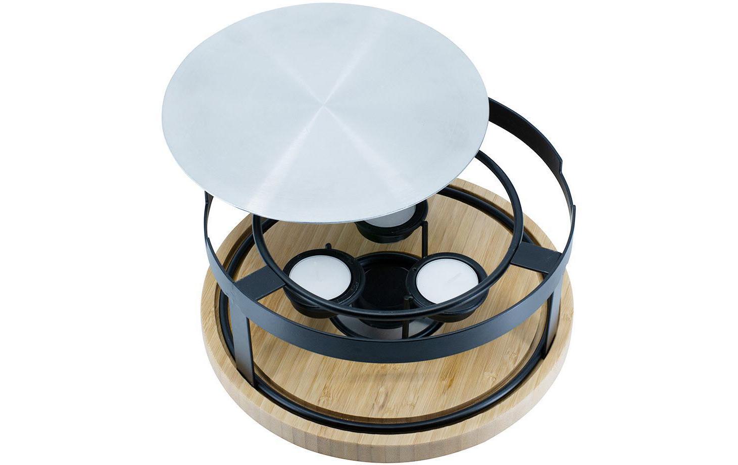 Kadastar Multifunktions-Rechaud One4All – Ø 24,5 cm, 5 Personen, Tischgrill – Edelstahl/Bambus