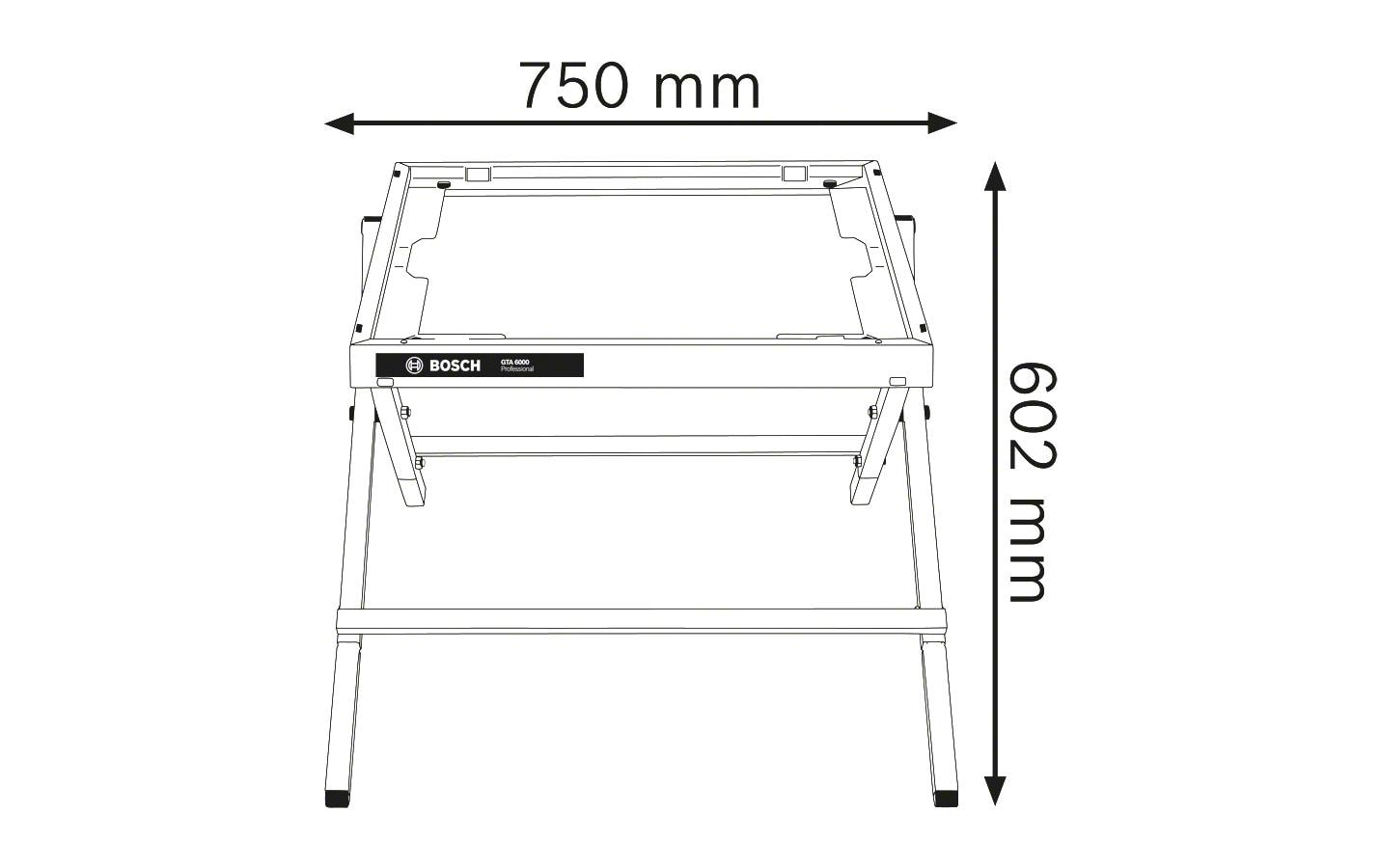 Bosch Professional Arbeitstisch, GTA 6000, für GTS 10 XC, 750 mm × 602 mm × 750 mm
