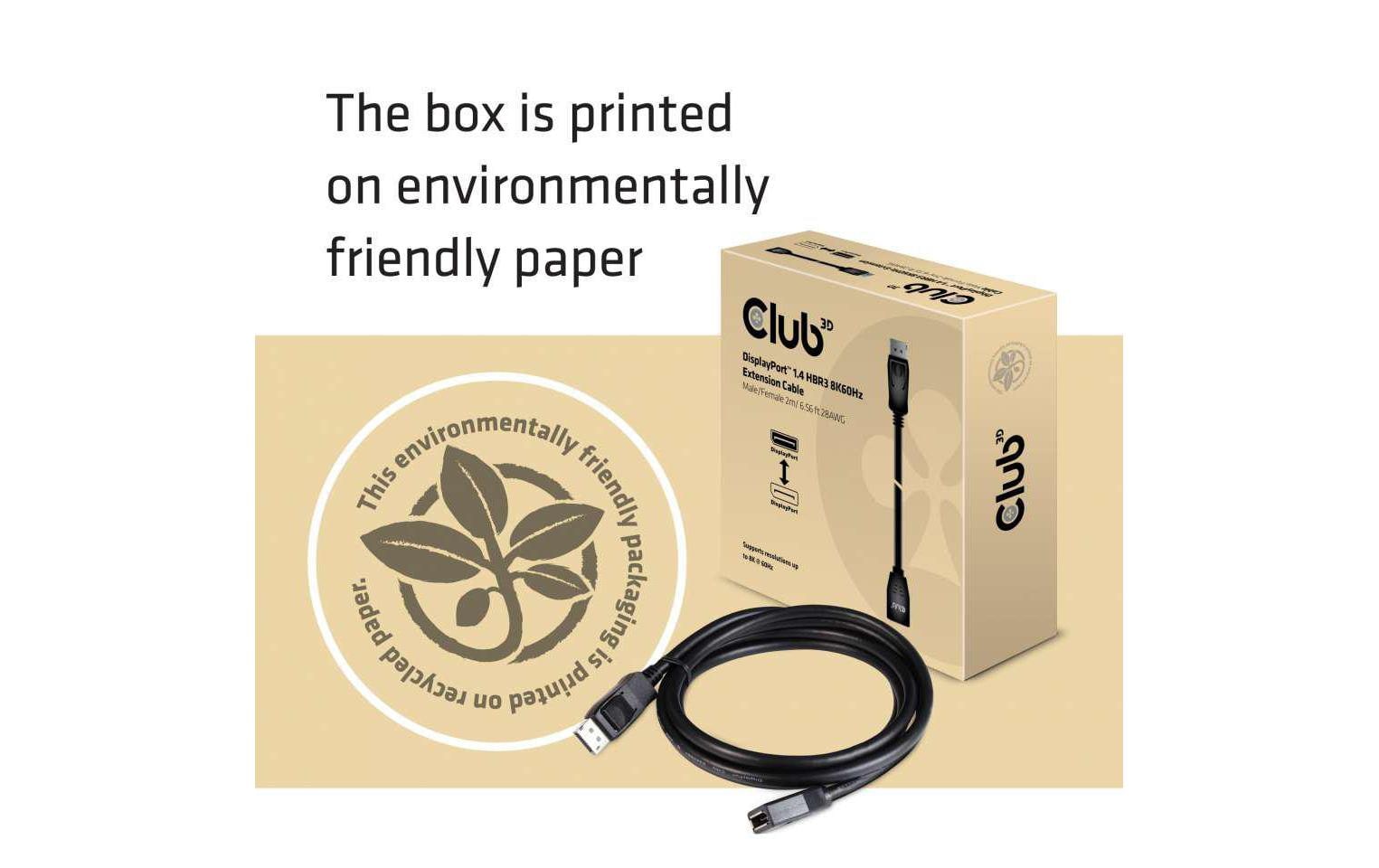 CLUB3D Club 3D DisplayPort Verlängerung DP 1.4 8K 60 Hz – 2 m – für Geräte mit DisplayPort-Anschluss