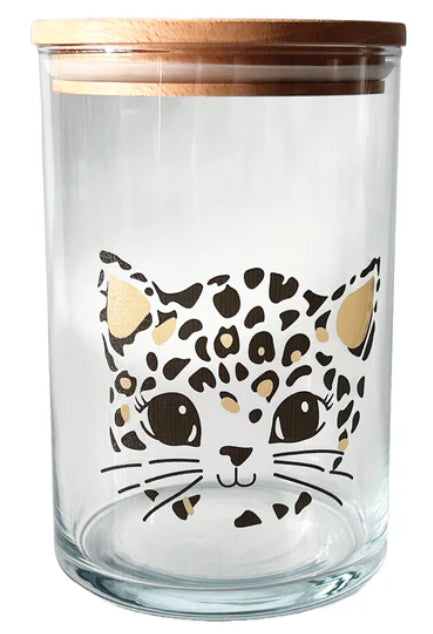 Wunderle Vorratsdose 880 ml, Ø 10 × 16 cm, Glas, Bambusdeckel, transparent/schwarz
