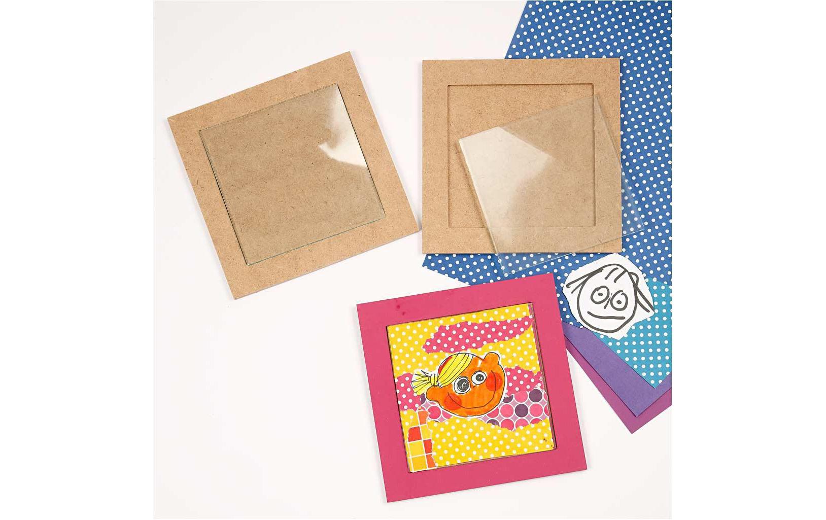Creativ Company Untersetzer 23607 – 6er Set, 15 × 15 × 0,5 cm, MDF/Glas, Transparent