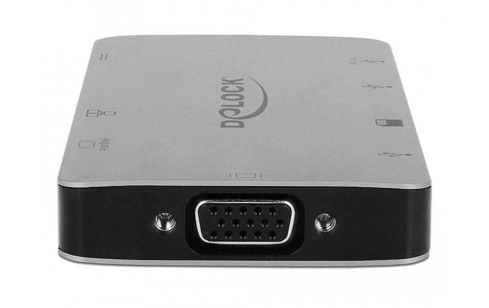 DeLOCK 87735 Dockingstation – USB-C, 1× HDMI, 1× VGA, 2× USB-A, GbE, SD, für Windows/Mac/Linux
