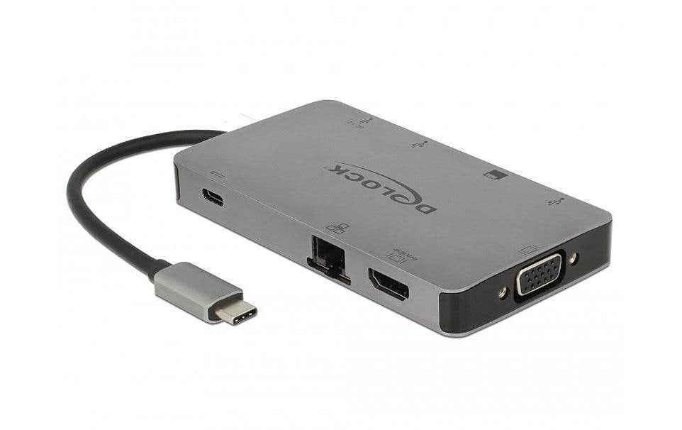 DeLOCK 87735 Dockingstation – USB-C, 1× HDMI, 1× VGA, 2× USB-A, GbE, SD, für Windows/Mac/Linux